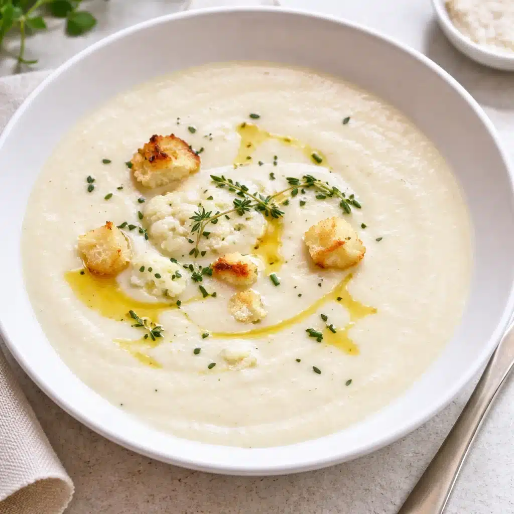 Creamy Roasted Jerusalem Artichoke soup in a rustic bowl