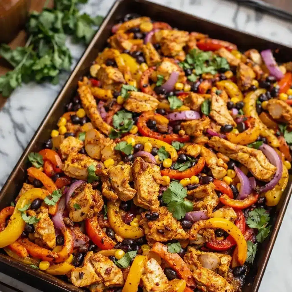 Easy Sheet Pan Chicken Fajitas on a rustic table