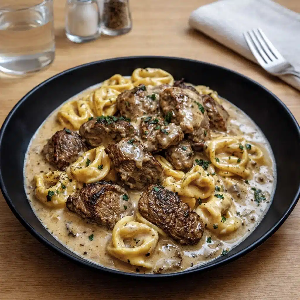 Garlic Steak Tortellini creamy skillet dinner