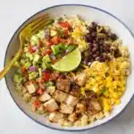 Grilled Chicken and Quinoa Burrito Bowls with Avocado Salsa