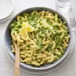 Lemony spring pea pasta creamy bowl