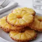 Pineapple Upside Down Sugar Cookies on a rustic plate