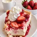 Strawberry Cheesecake Dump Cake fresh from the oven