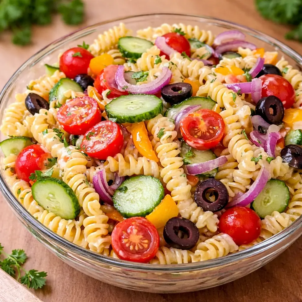 Colorful and Creamy Pasta Salad: A Simple 15-Minute Recipe