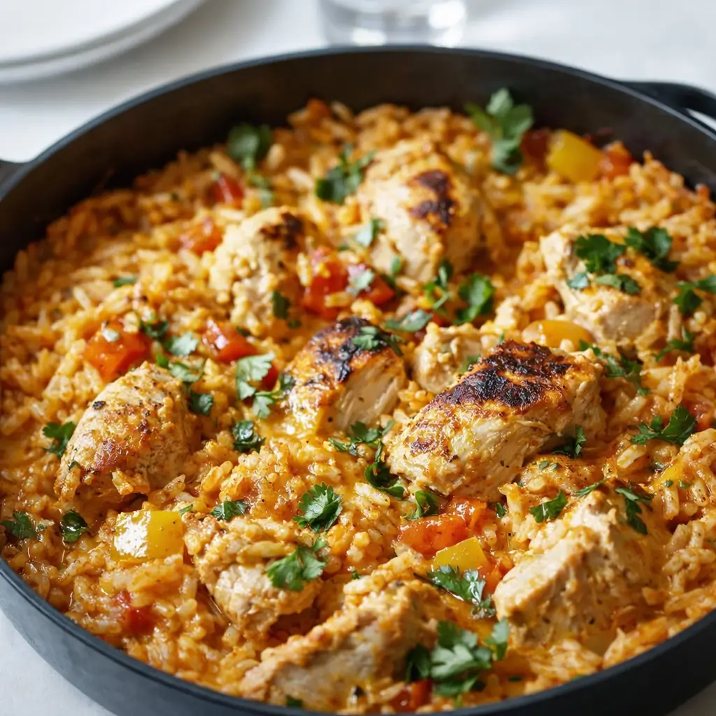 One Pot Queso Chicken and Rice for a Simple Weeknight Win
