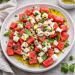 Refreshing Watermelon and Feta Salad with mint and balsamic glaze